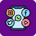 Icona che illustra le opzioni di contatto tramite telefono e social media, inclusi WhatsApp, Twitter, Facebook e YouTube.